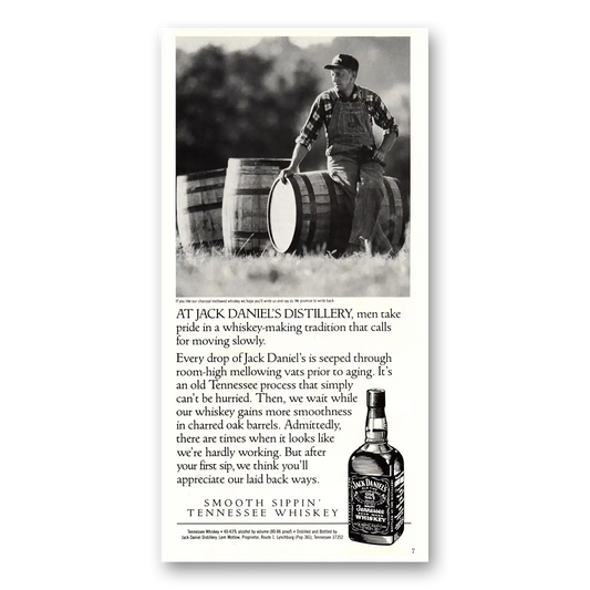 1990 Jack Daniels Men Take Pride In Whiskey Making Tradition Vintage Magazine Print Ad