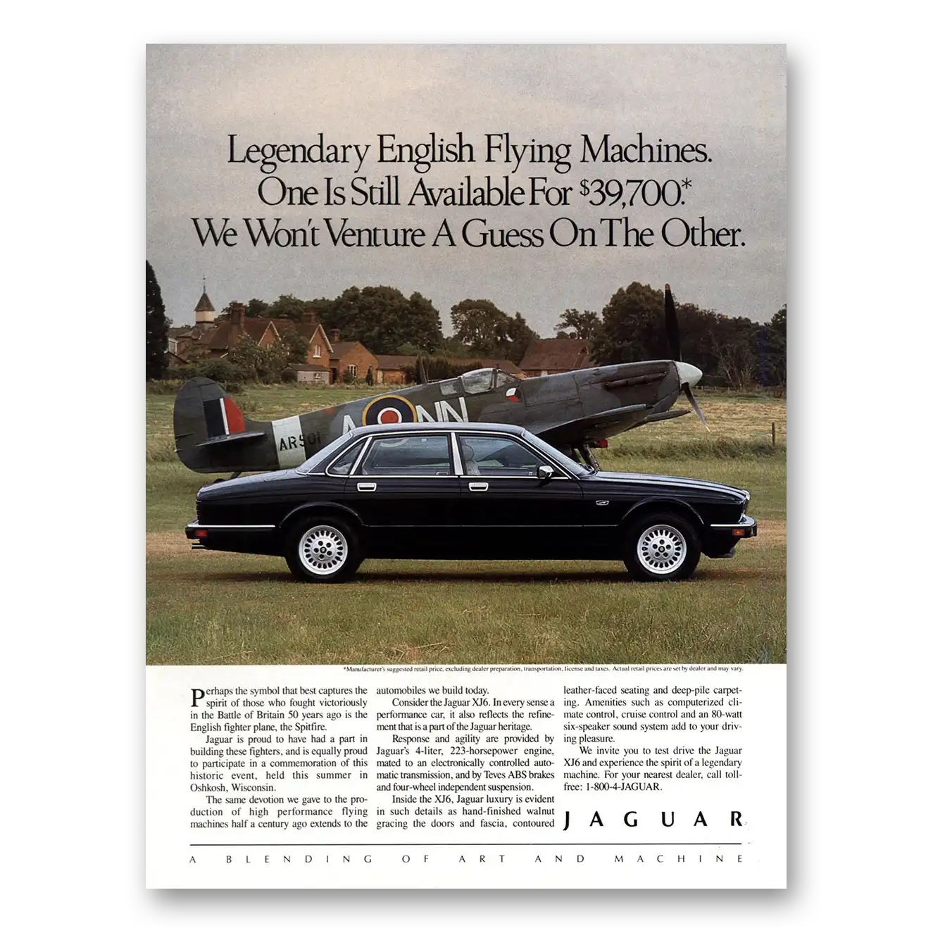 1990 Jaguar Legendary English Flying Machines Vintage Magazine Print Ad