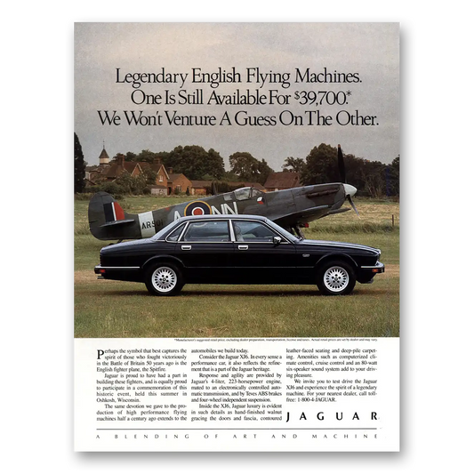 1990 Jaguar Legendary English Flying Machines Vintage Magazine Print Ad