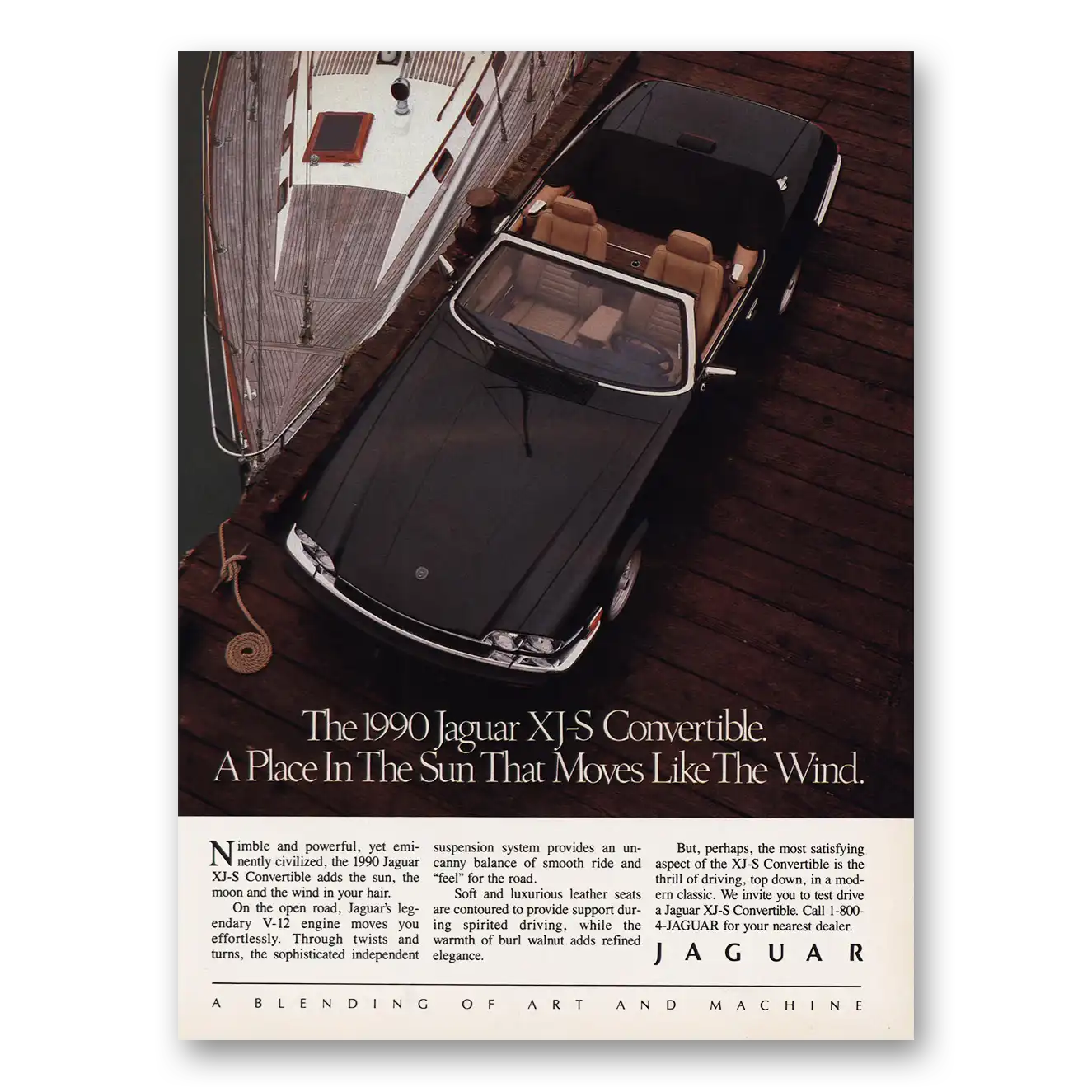 1990 Jaguar XJS Convertible Place In the Sun Vintage Magazine Print Ad