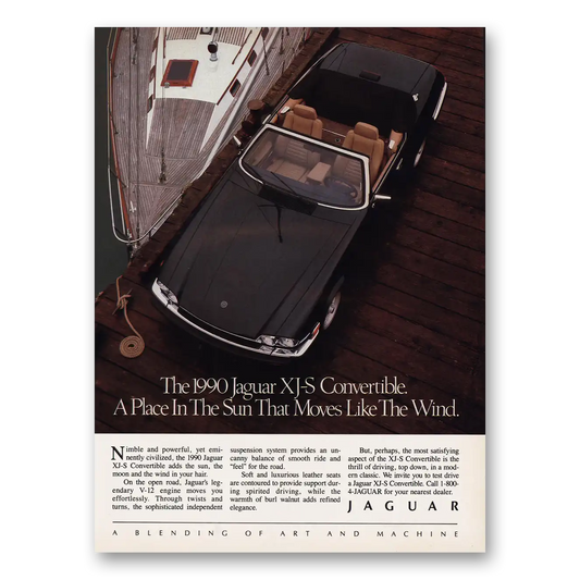 1990 Jaguar XJS Convertible Place In the Sun Vintage Magazine Print Ad