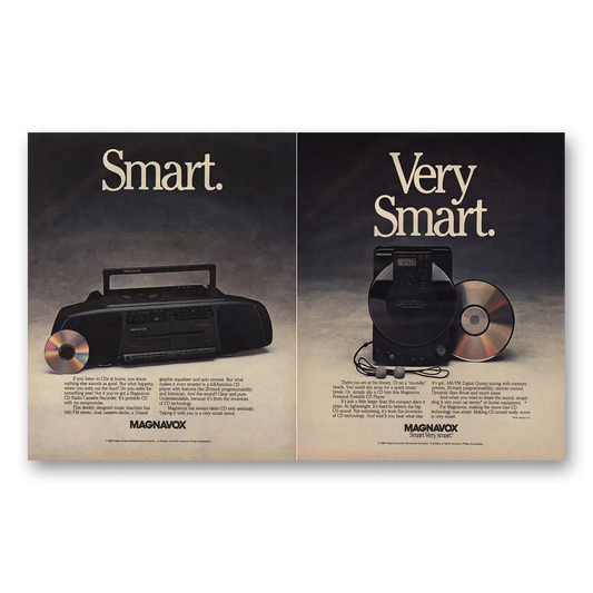 1990 Magnavox CD Player Very Smart Vintage Magazine Print Ad