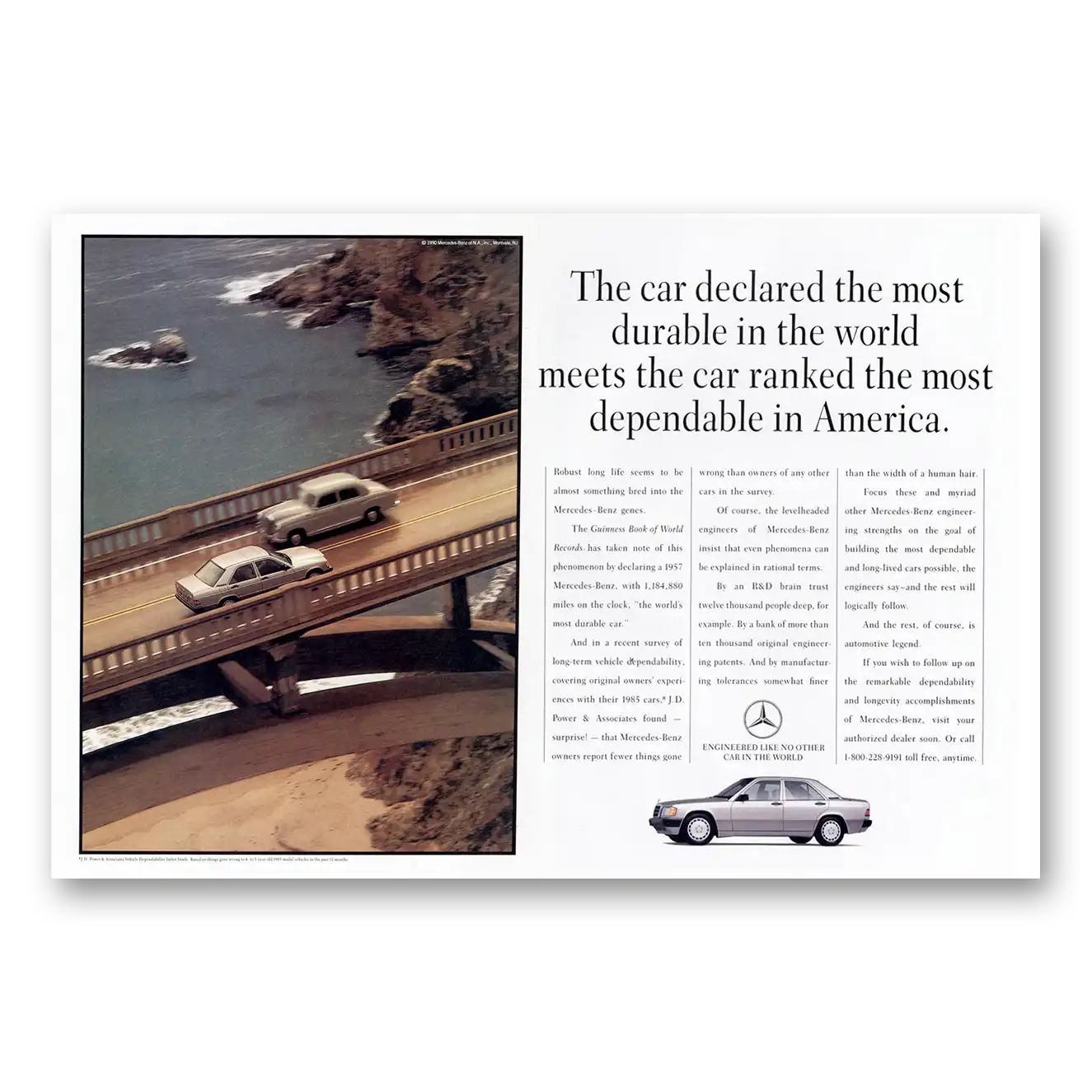 1990 Mercedes Benz Most Durable Bridge Vintage Magazine Print Ad