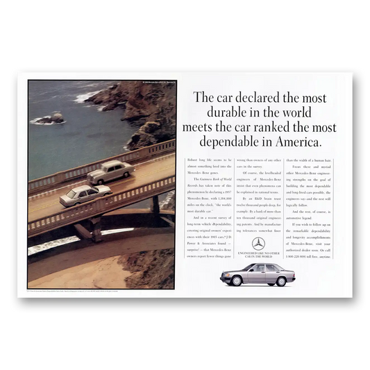 1990 Mercedes Benz Most Durable Bridge Vintage Magazine Print Ad