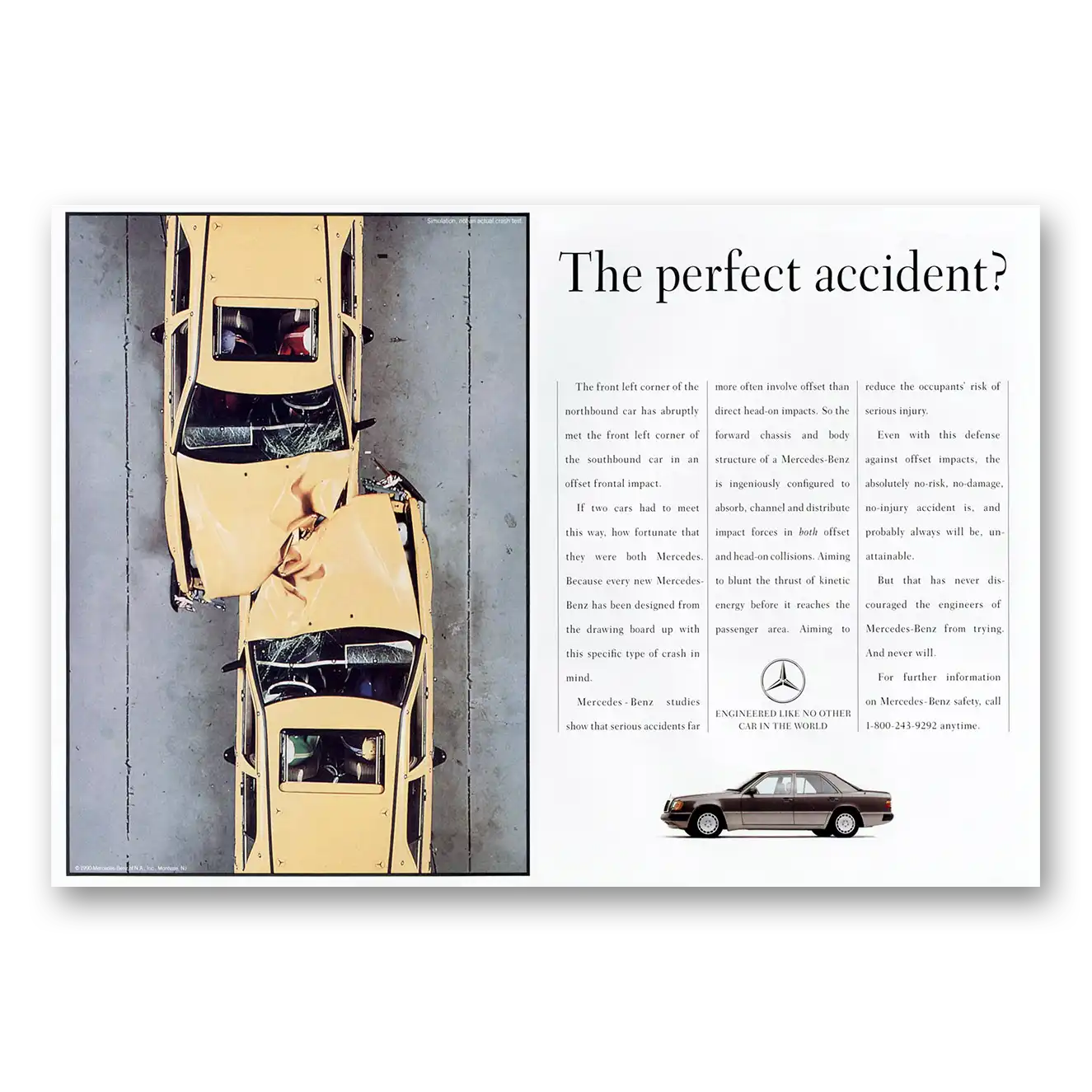 1990 Mercedes Benz Perfect Accident Vintage Magazine Print Ad