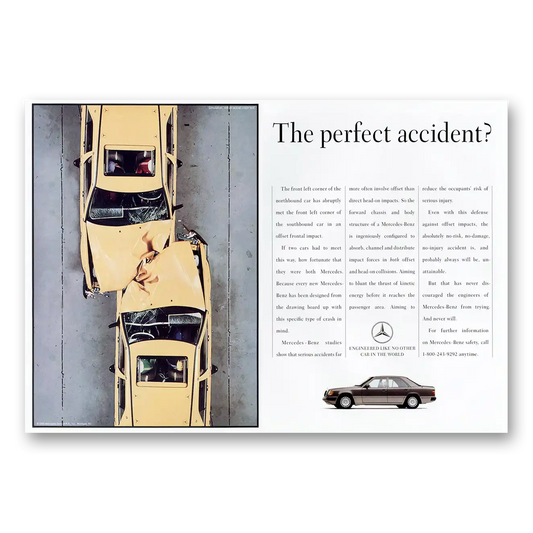 1990 Mercedes Benz Perfect Accident Vintage Magazine Print Ad