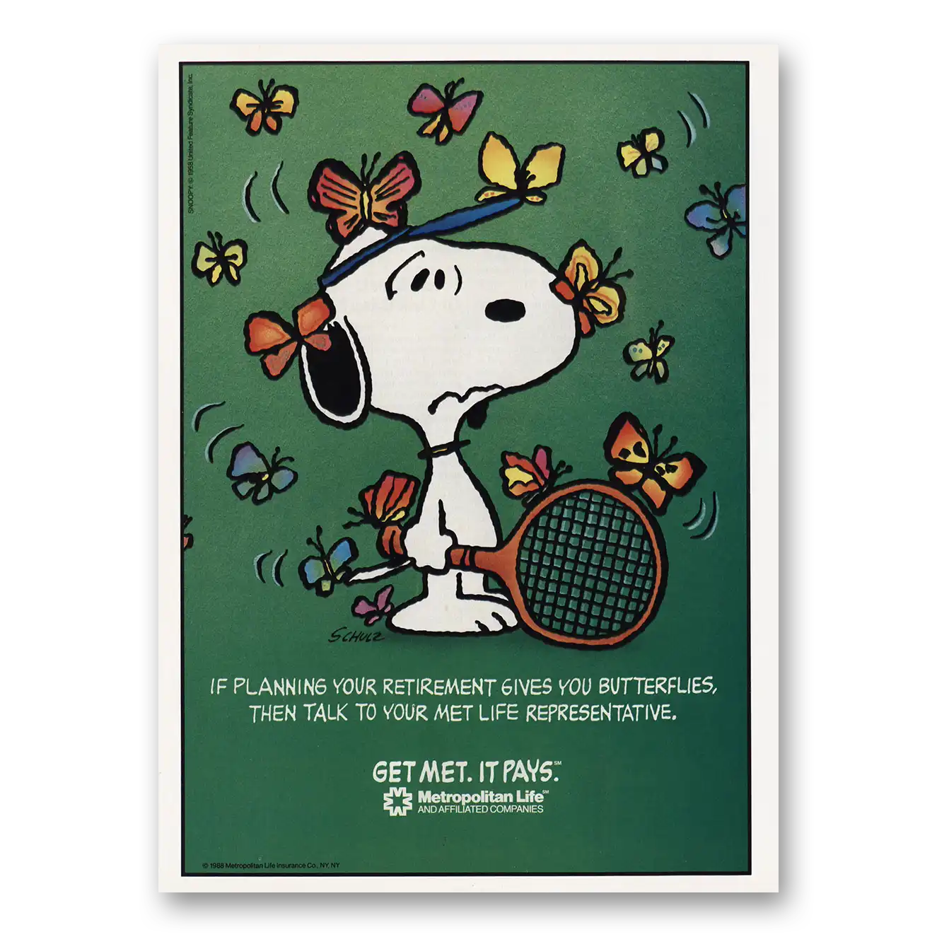 1990 MetLife Planning Retirement Snoopy Vintage Magazine Print Ad