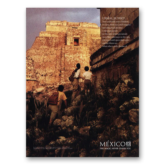 1990 Mexico Uxmal Sunset Vintage Magazine Print Ad