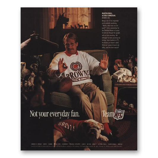 1990 Team NFL Martin Mull Cleveland Browns Vintage Magazine Print Ad