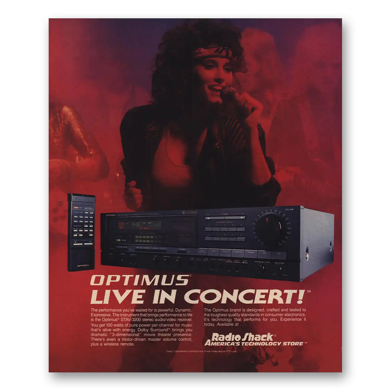 1990 Radio Shack Video Receiver Live In Concert Vintage Magazine Print Ad