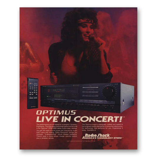 1990 Radio Shack Video Receiver Live In Concert Vintage Magazine Print Ad