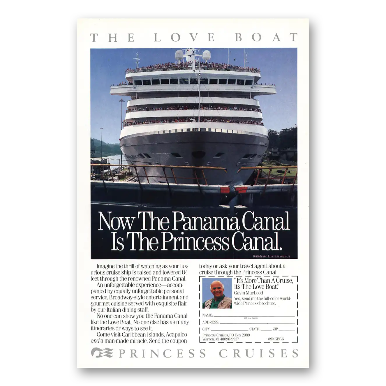 1989 Princess Cruises Love Boat Panama Canal Vintage Magazine Print Ad