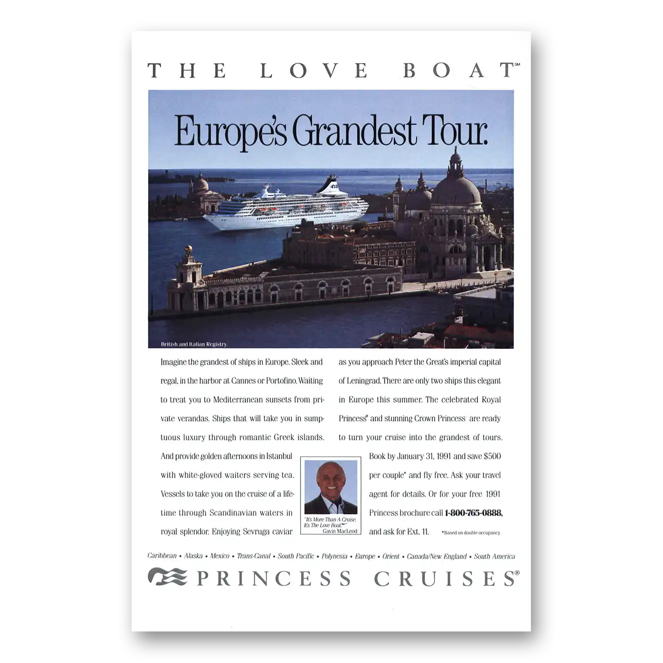 1990 Princess Cruises Love Boat Vintage Magazine Print Ad