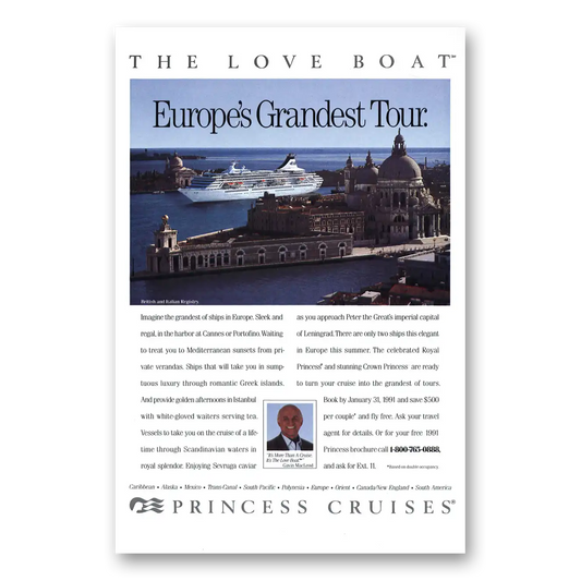 1990 Princess Cruises Love Boat Vintage Magazine Print Ad