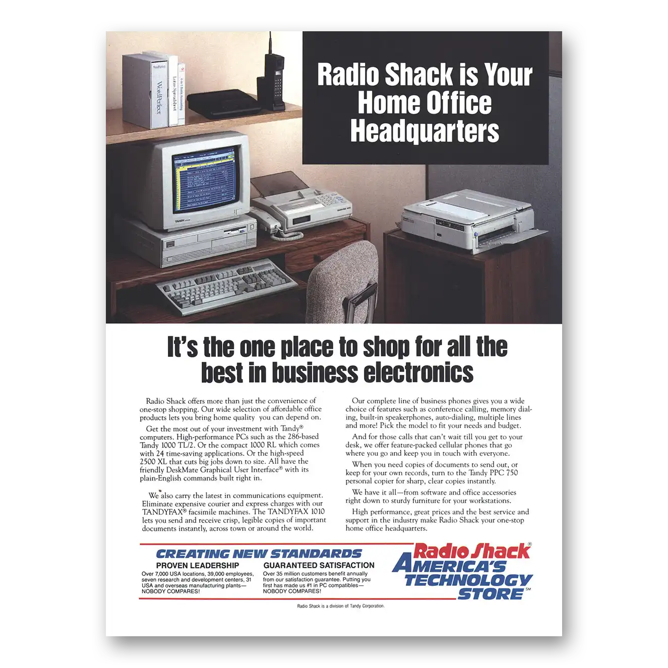 1990 Tandy Computer Home Office Vintage Magazine Print Ad