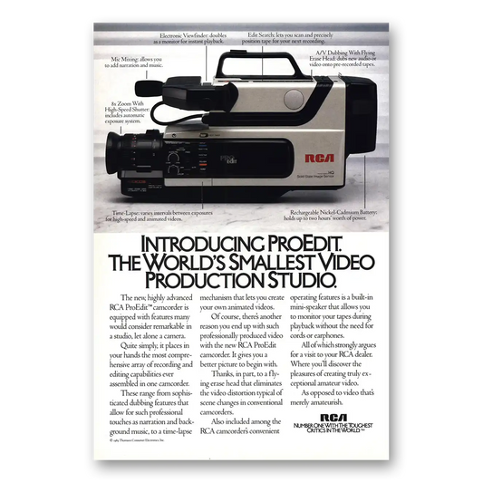 1990 RCA Smallest Video Production Studio Vintage Magazine Print Ad