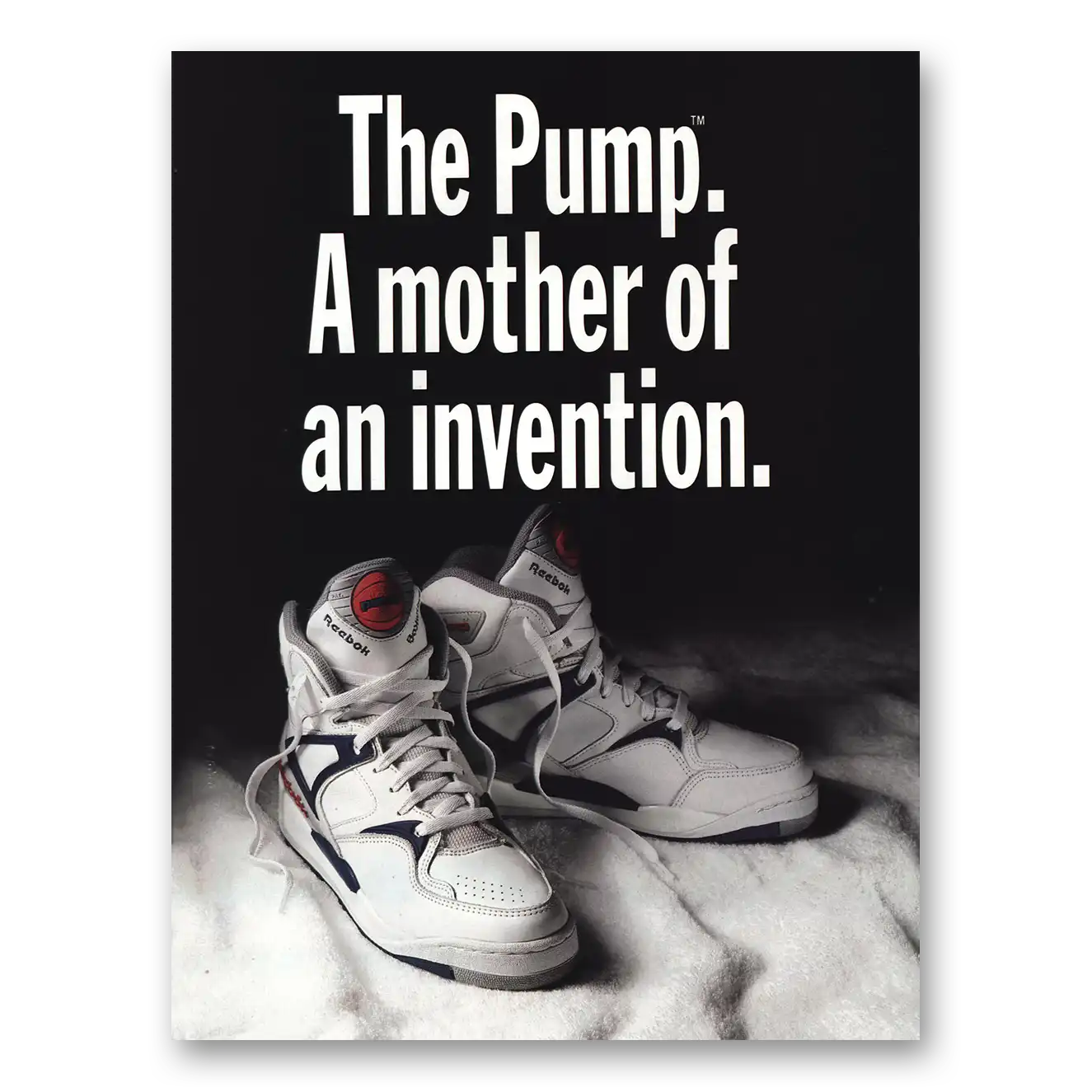 1990 Reebok Shoes Pump Mother of an Invention Vintage Magazine Print Ad