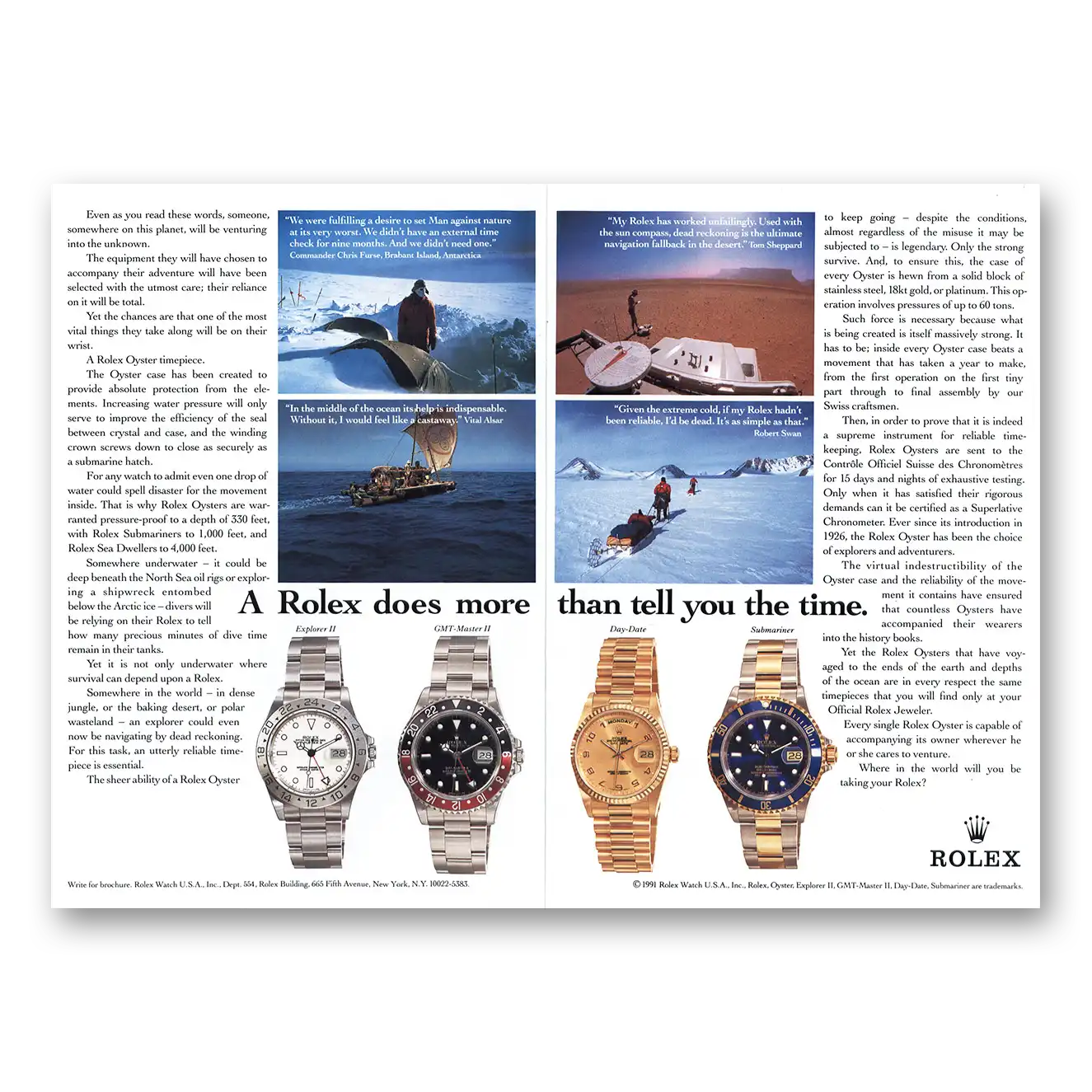 1991 Rolex Does More Than Tell Your Time Vintage Magazine Print Ad