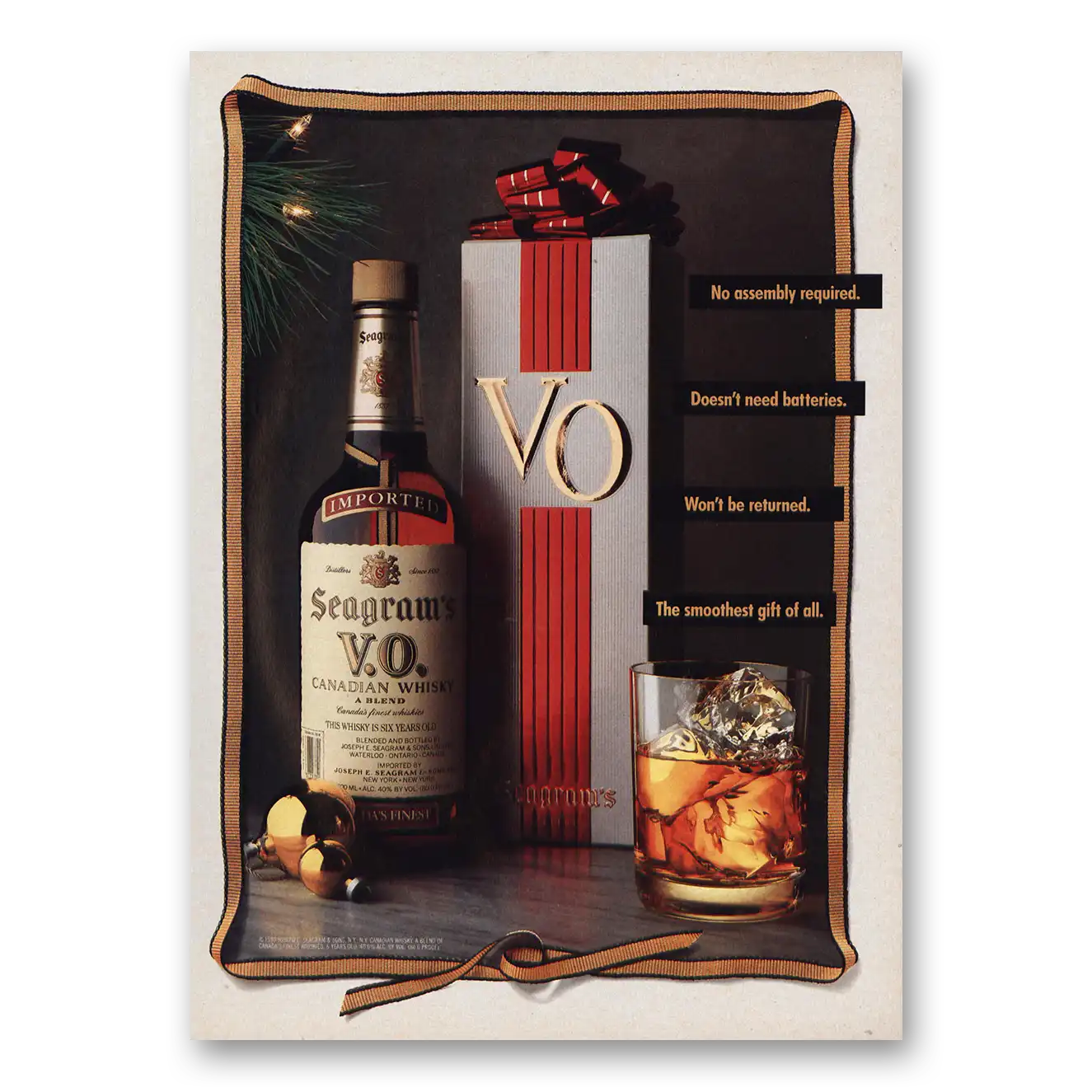 1990 Seagrams VO Whisky No Assembly Required Vintage Magazine Print Ad