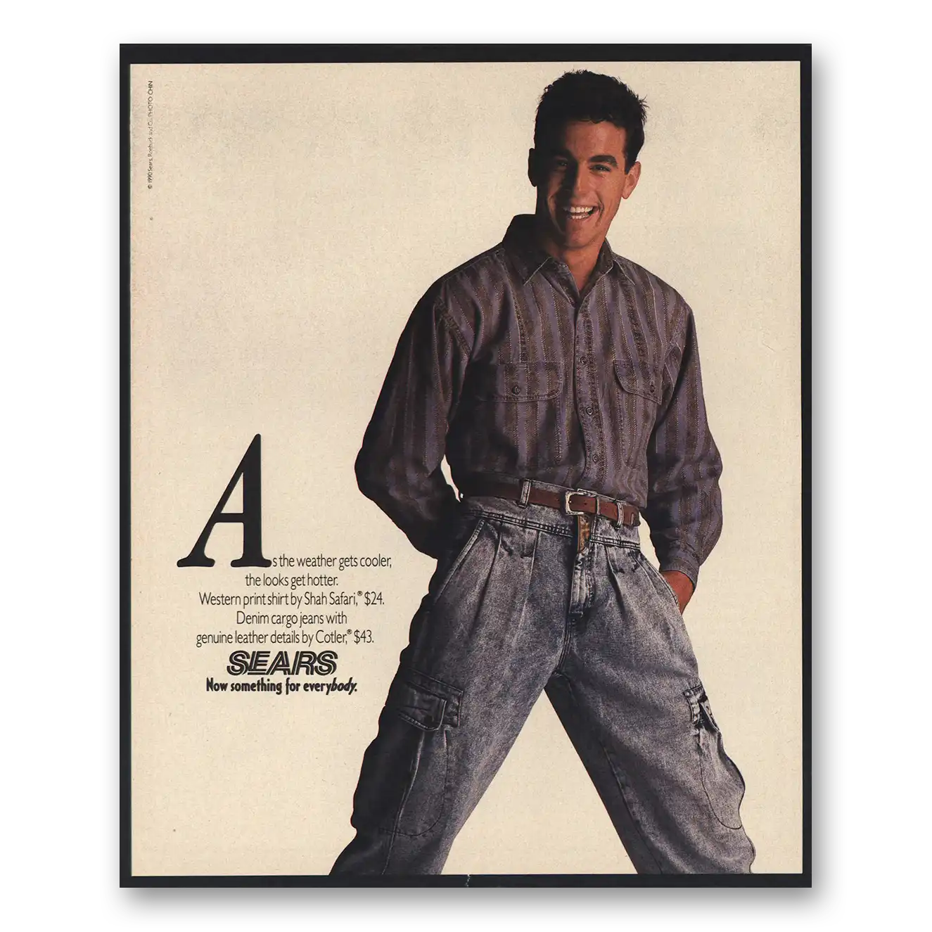 1990 Sears As the Weather Gets Cooler Cargo Pants Vintage Magazine Print Ad