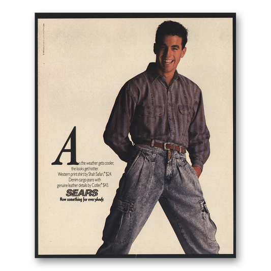 1990 Sears As the Weather Gets Cooler Cargo Pants Vintage Magazine Print Ad