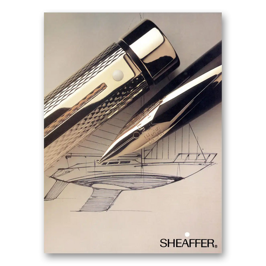 1990 Sheaffer Pen Boat Sketch Vintage Magazine Print Ad