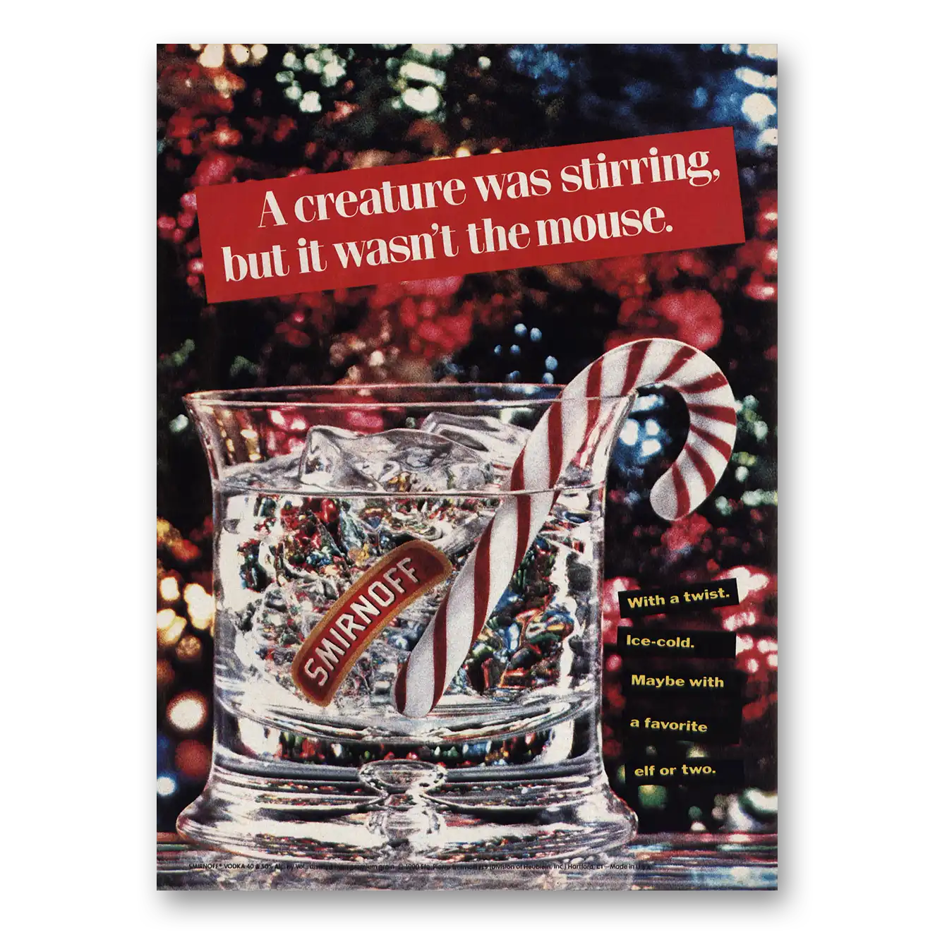 1990 Smirnoff Vodka Creature Was Stirring But It Wasn't the Mouse Vintage Magazine Print Ad