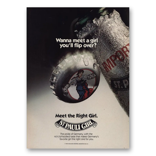 1990 St Pauli Girl Beer Girl You'll Flip Over Vintage Magazine Print Ad