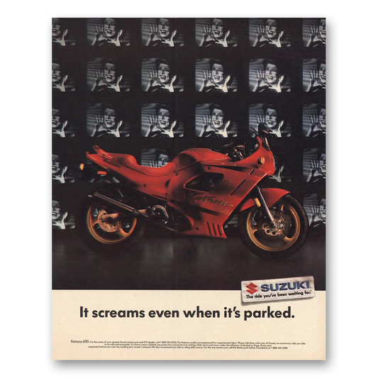 1990 Suzuki Motorcycles Katana 600 Screams Even When Parked Vintage Magazine Print Ad