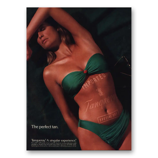 1990 Tanqueray Gin Perfect Tan Vintage Magazine Print Ad