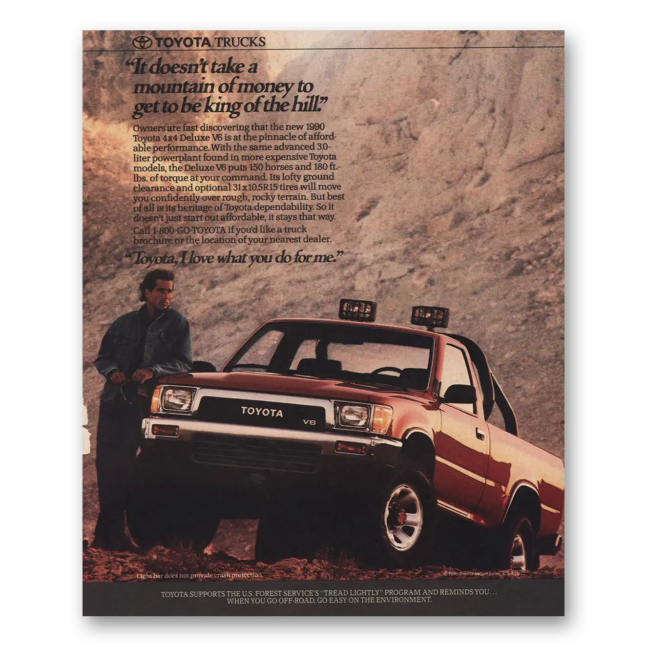 1990 Toyota Trucks Mountain of Money King of the Hill Vintage Magazine Print Ad