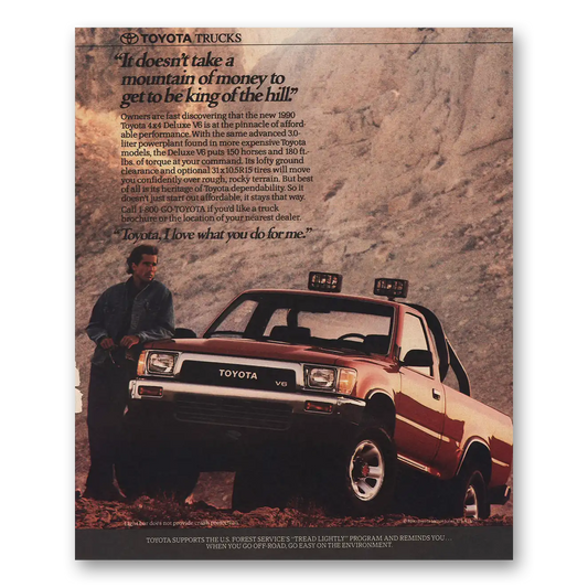 1990 Toyota Trucks Mountain of Money King of the Hill Vintage Magazine Print Ad