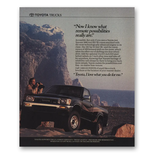 1989 Toyota Trucks Remote Possibilities Vintage Magazine Print Ad