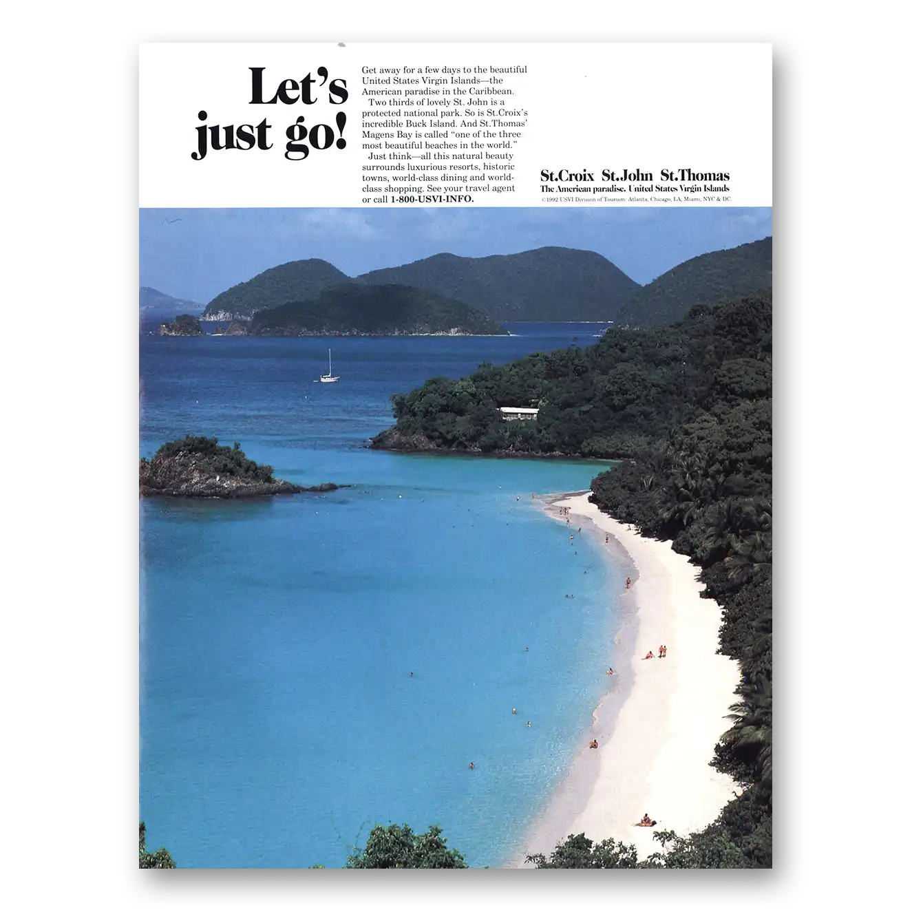 1992 US Virgin Islands Lets Just Go St Croix John Thomas Vintage Magazine Print Ad