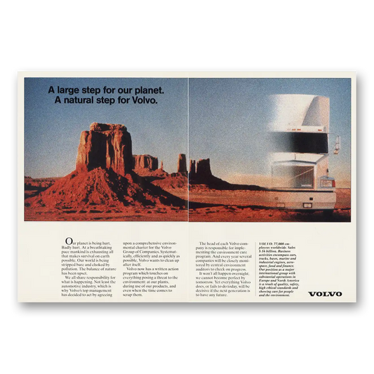 1990 Volvo Large Step For Our Planet Vintage Magazine Print Ad