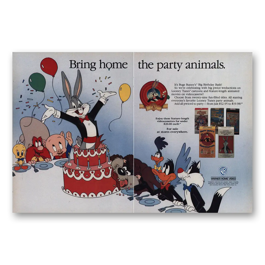 1990 Warner Home Video Bring Home the Party Animals Vintage Magazine Print Ad