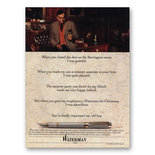 1990 Watermans Pen Closed Deal on Barrington Estate Vintage Magazine Print Ad