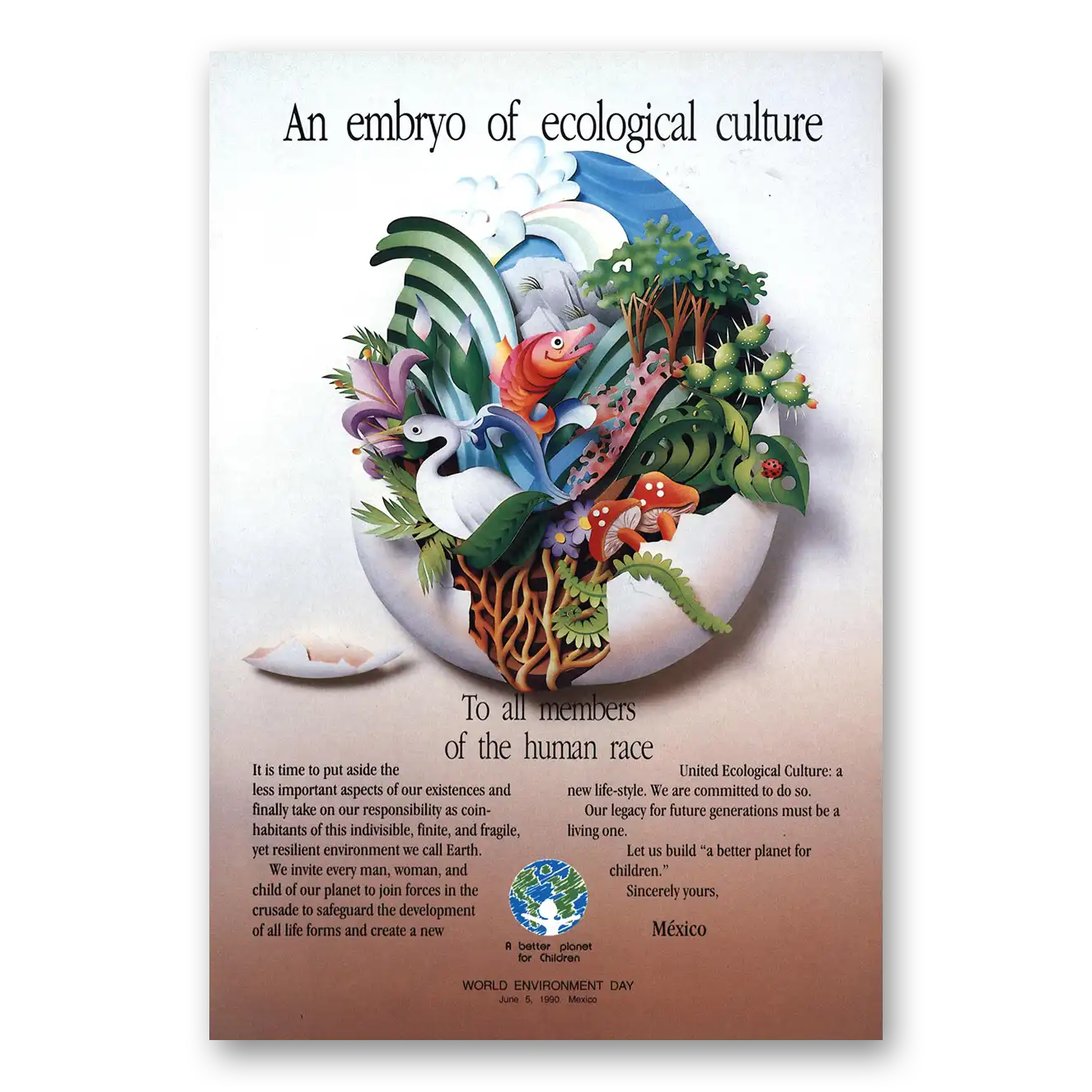 1990 World Environment Day Embryo Ecological Culture Vintage Magazine Print Ad