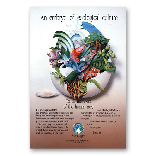 1990 World Environment Day Embryo Ecological Culture Vintage Magazine Print Ad