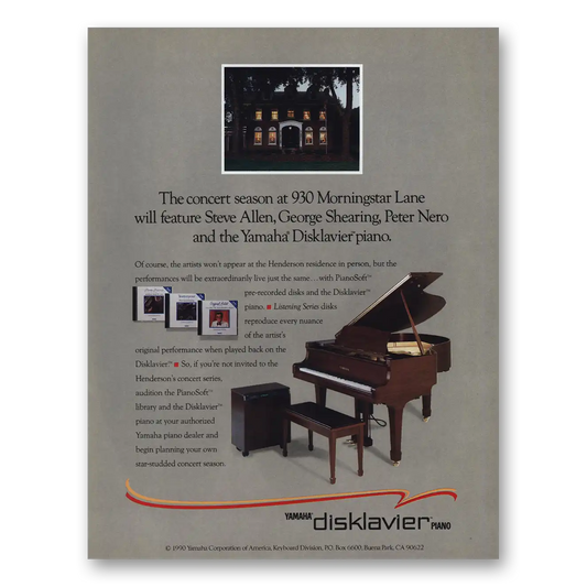 1990 Yamaha Piano Disklavier Piano 930 Morningstar Lane Vintage Magazine Print Ad