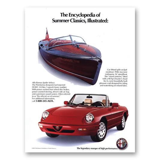 1991 Alfa Romeo Spider Encyclopedia of Summer Classics Vintage Magazine Print Ad