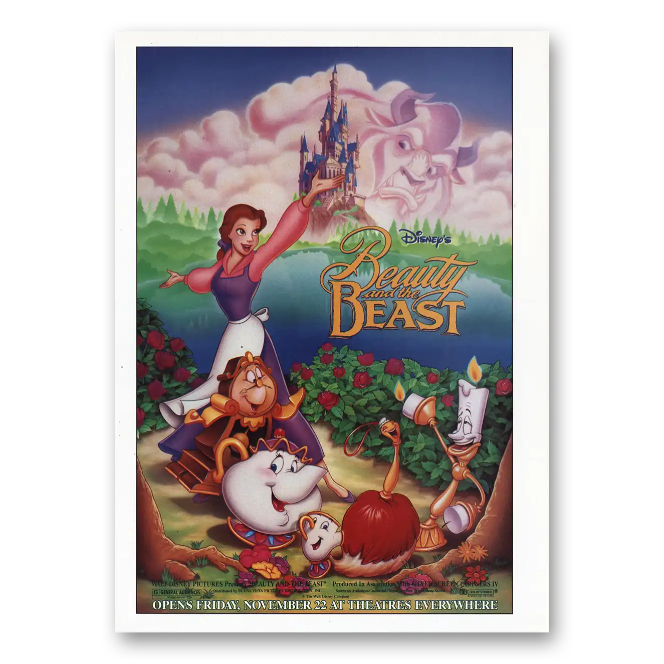 1991 Beauty and the Beast Promo Opens Friday Vintage Magazine Print Ad