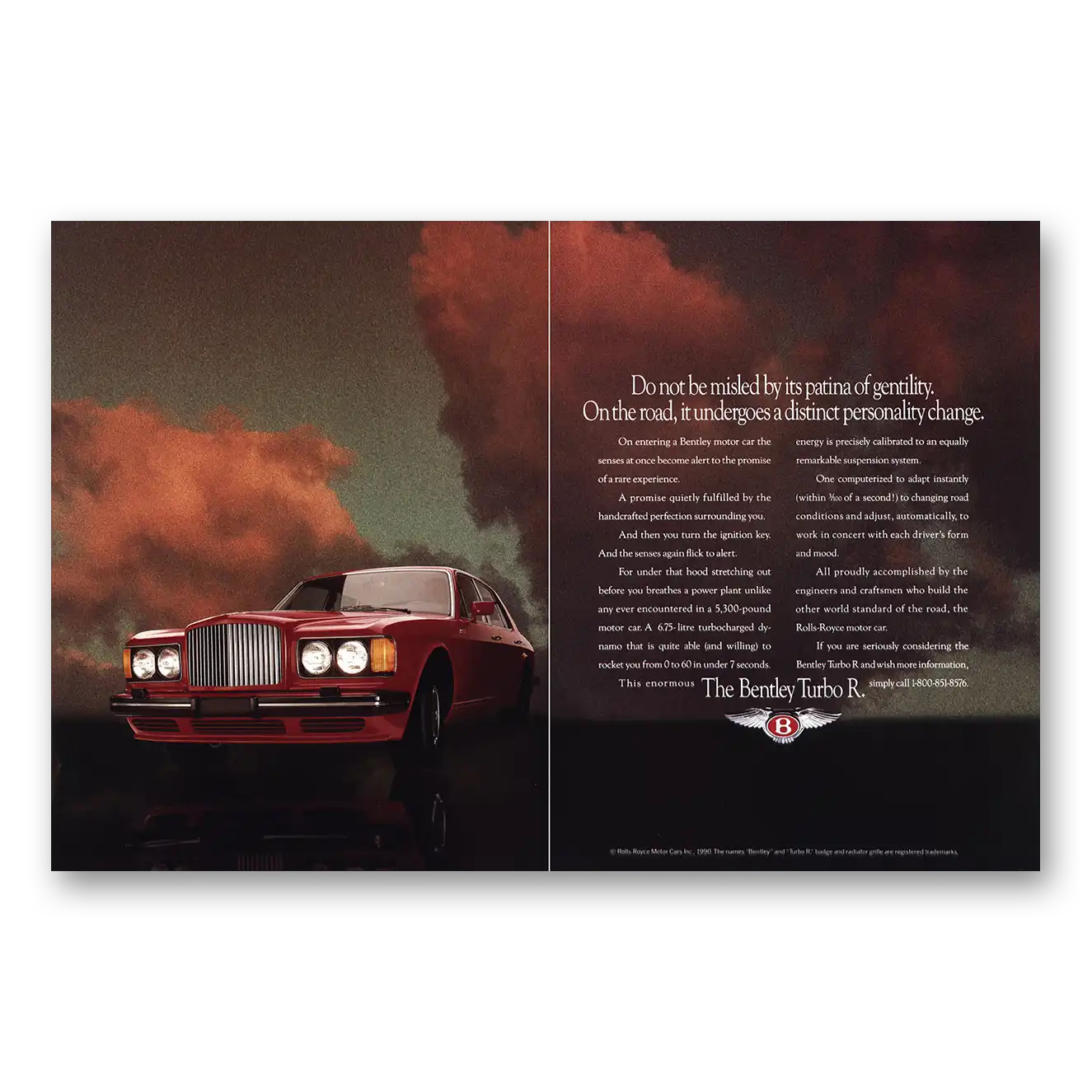 1991 Bentley Turbo R Do Not Be Misled Patina of Gentility Vintage Magazine Print Ad