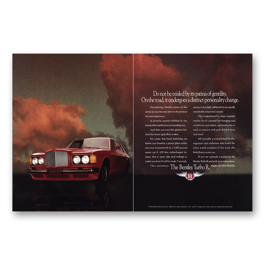 1991 Bentley Turbo R Do Not Be Misled Patina of Gentility Vintage Magazine Print Ad