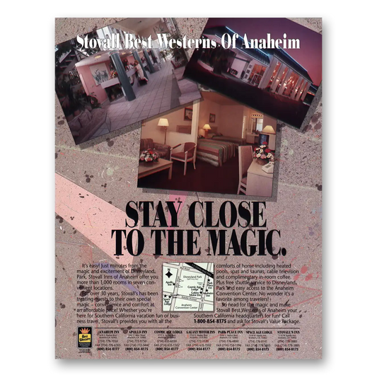 1991 Best Western Anaheim Disneyland Vintage Magazine Print Ad