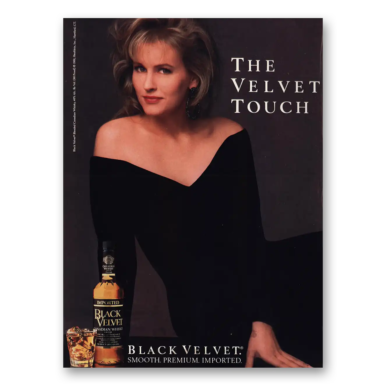 1991 Black Velvet Whisky Velvet Touch Vintage Magazine Print Ad