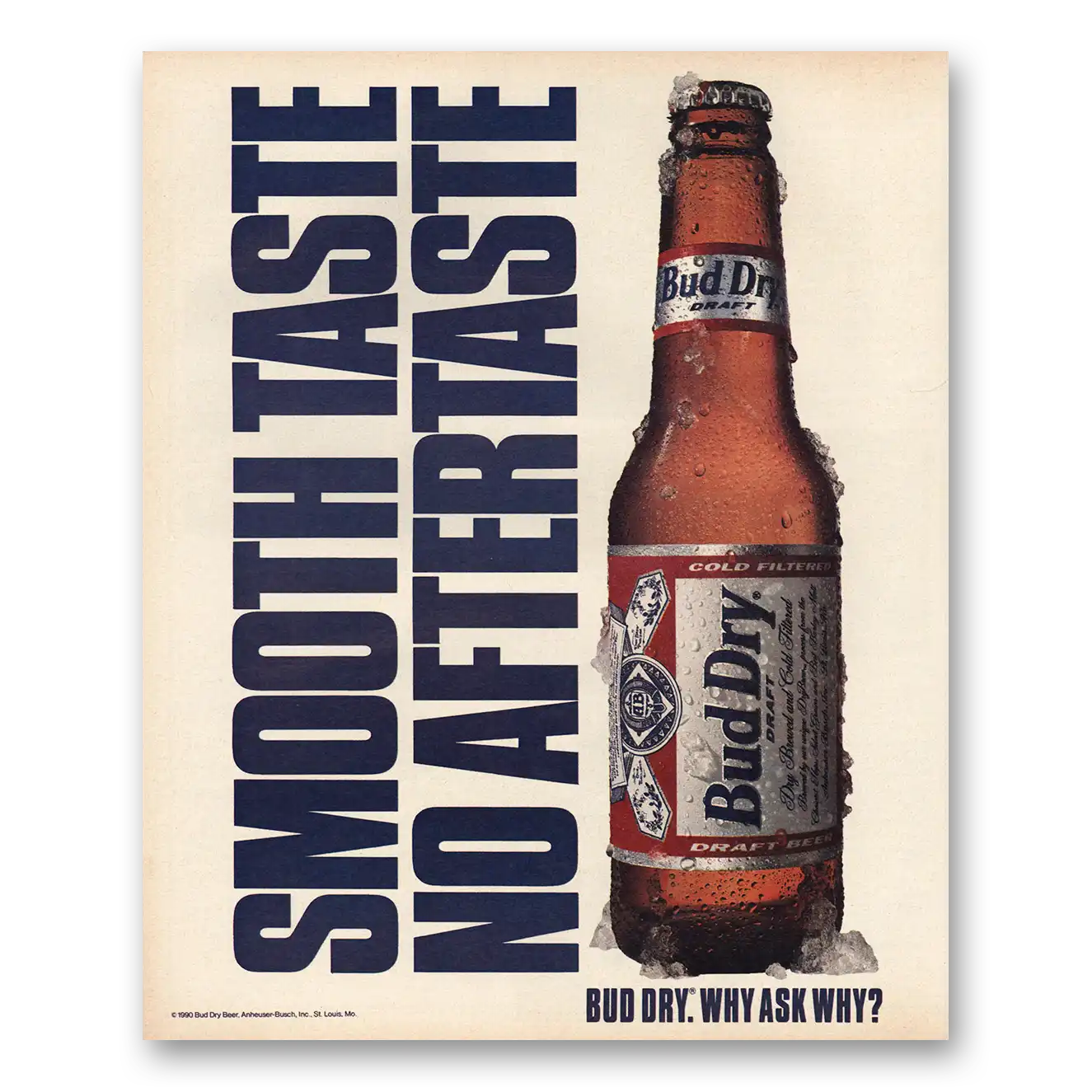 1991 Budweiser Beer Smooth Taste No After Taste Vintage Magazine Print Ad