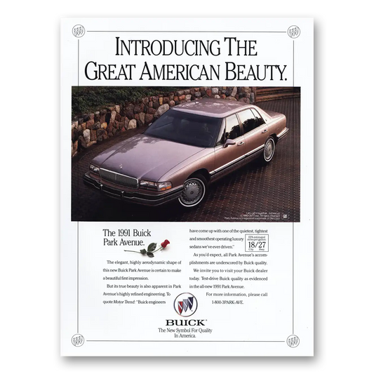 1991 Buick Park Avenue Great American Beauty Vintage Magazine Print Ad