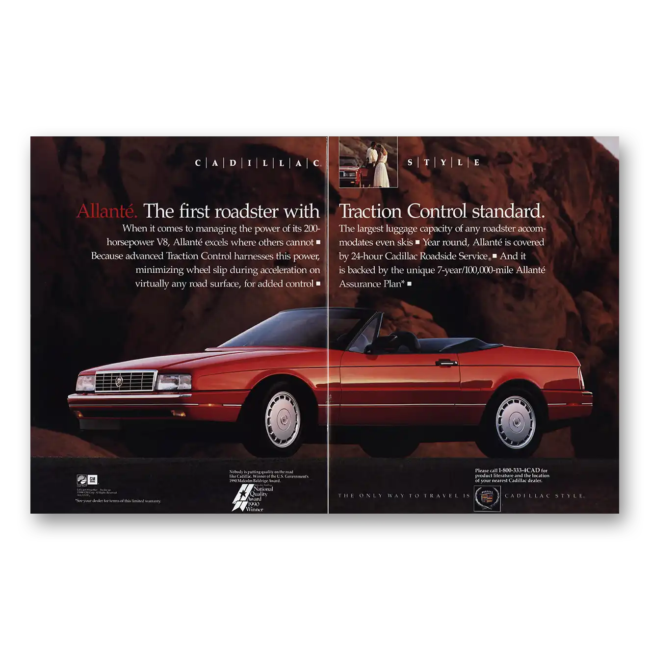 1991 Cadillac Allante Allante First Roadster Traction Control Vintage Magazine Print Ad