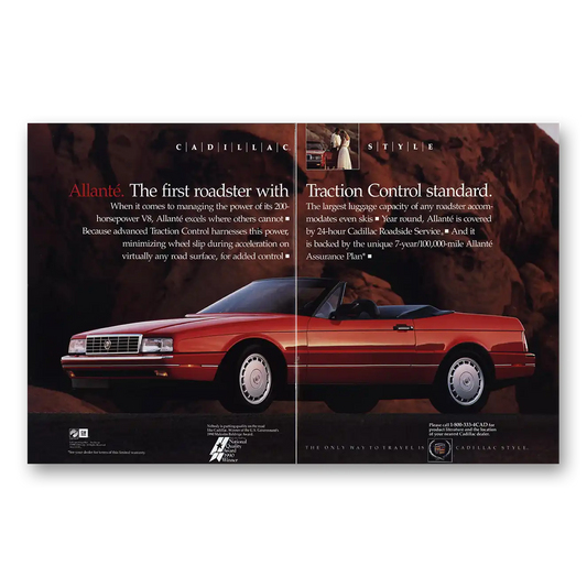 1991 Cadillac Allante Allante First Roadster Traction Control Vintage Magazine Print Ad